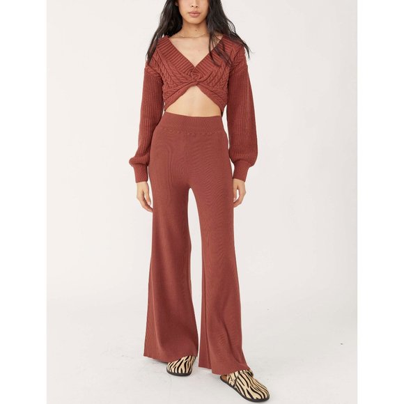 Free People Pants - 🎉LAST CHANCE🎉 NWT Free People Emilie Sweater Set / Cherry Cola